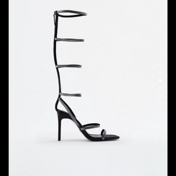 NWT ZARA RHINESTONE STRAP HIGH HEEL GLADIATOR SANDALS 8 EU 39